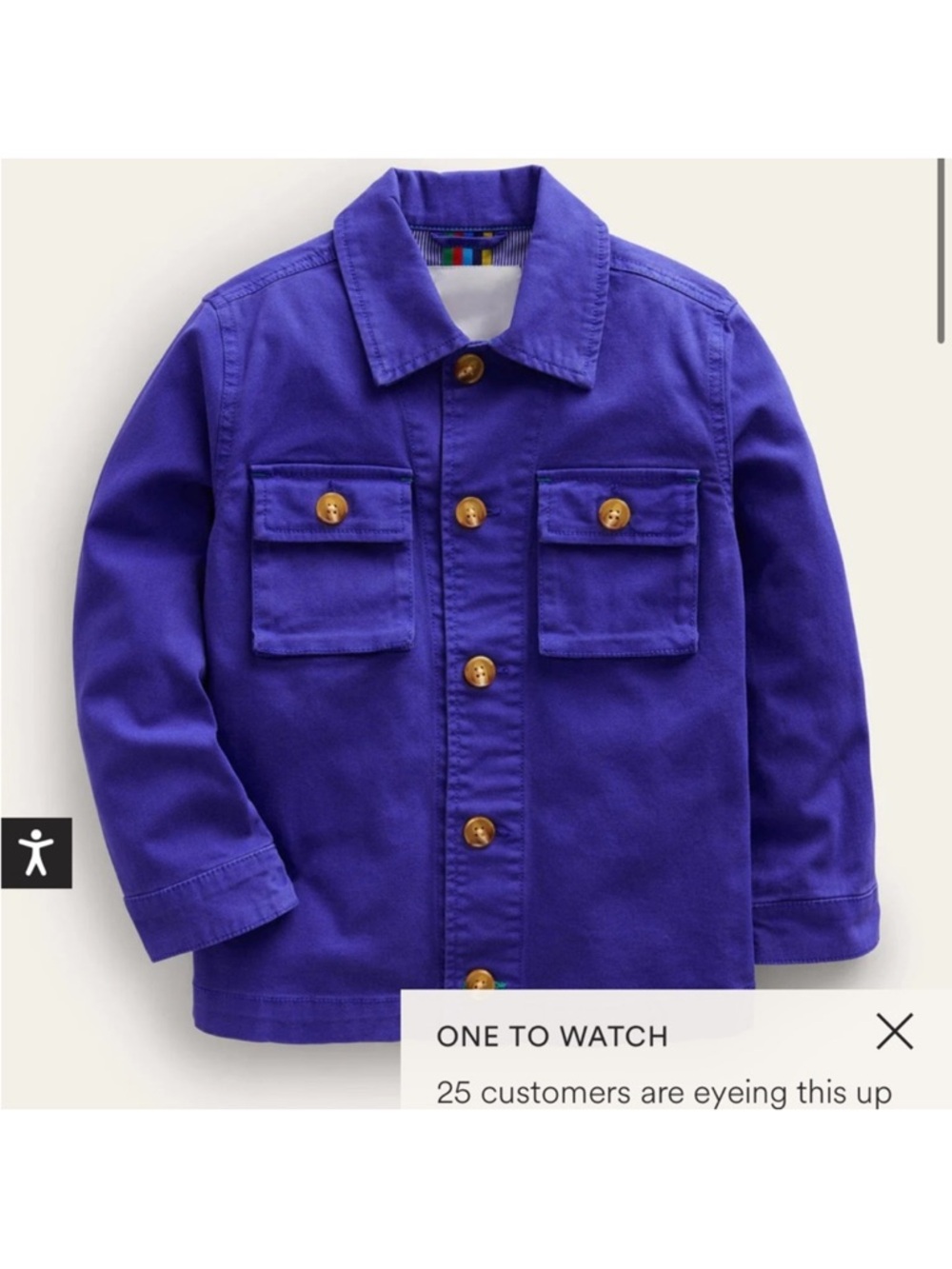 Mini Boden Royal Blue Kids Utility Jacket, NWOT, 7-8yr.